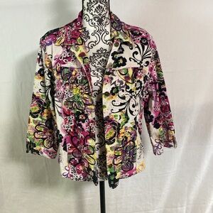 Floral Women’s Multicolor Jacket 100% Cotton EUC
